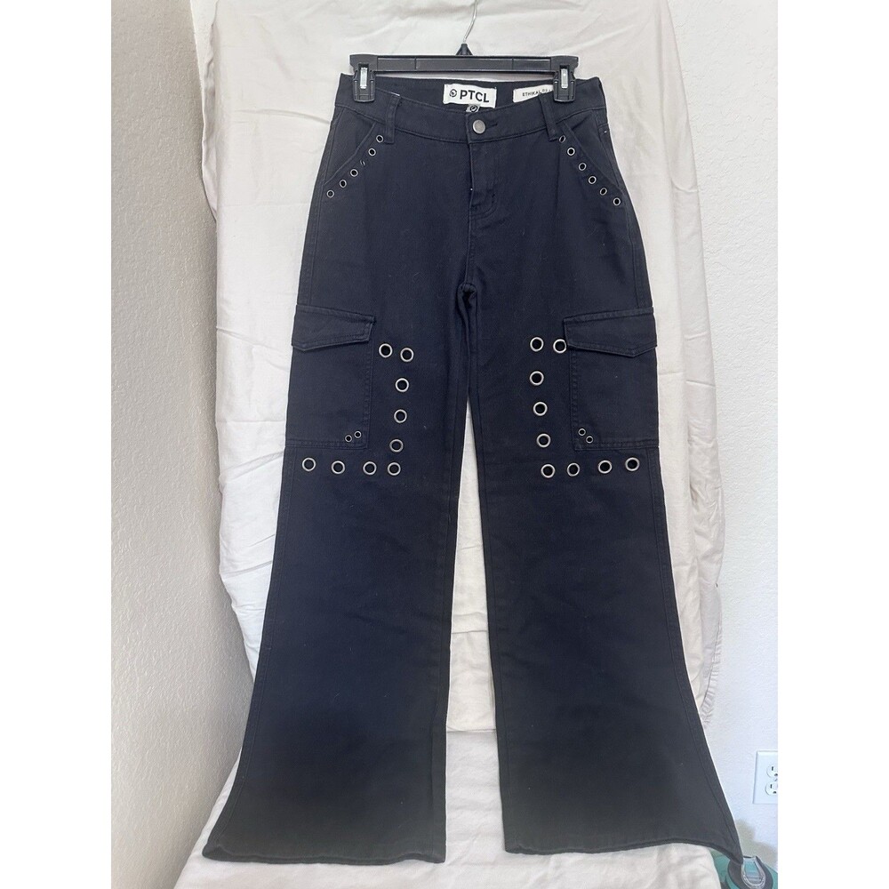 Grunge Y2K, PTCL Ethikal Black Denim Flared Women's Jeans 100% Cotton size 25